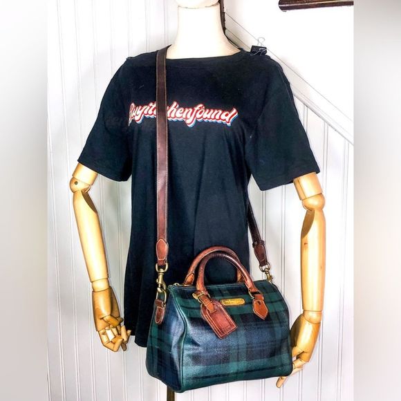 MRALPH LAUREN Black Watch Plaid Crossbody Duffle Shoulder Boston Doctor Bag 25cm - Picture 6 of 17